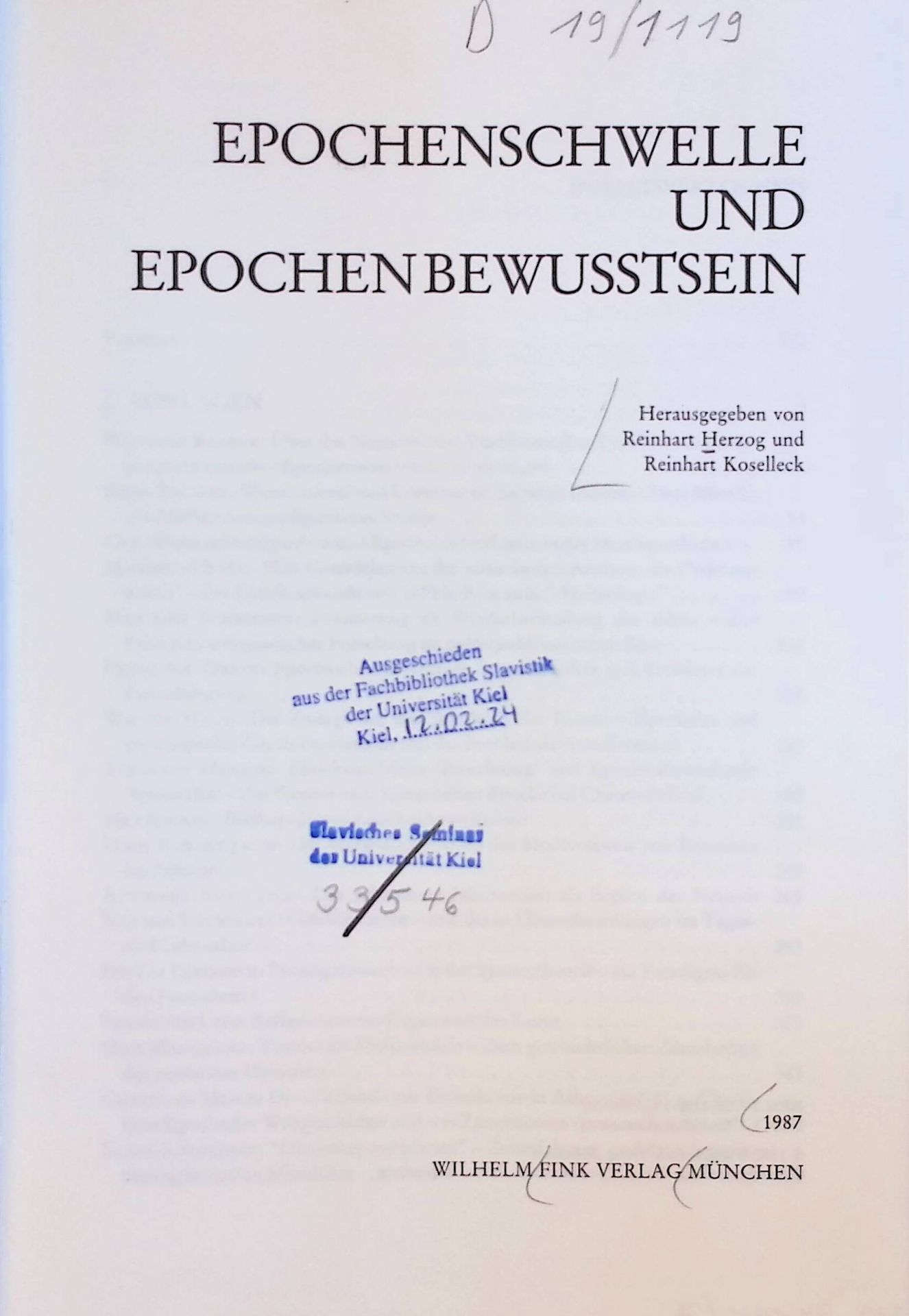 Epochenschwelle und Epochenbewusstsein