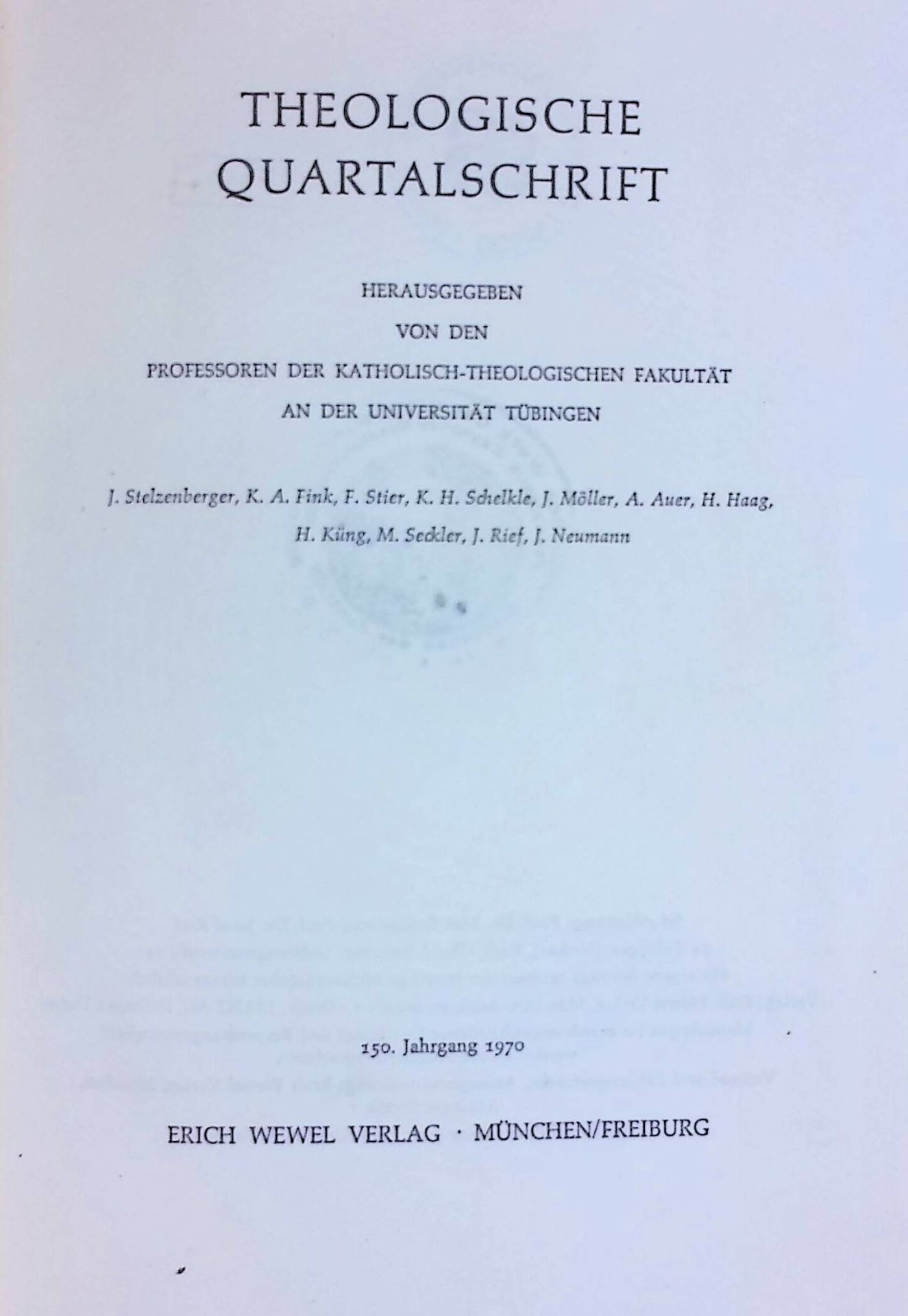 Jahresfeier und Zeitenwende im Judentum und Christentum der Antike. -in: Theologische Quartalschrift. 150. Jahrgang 1970