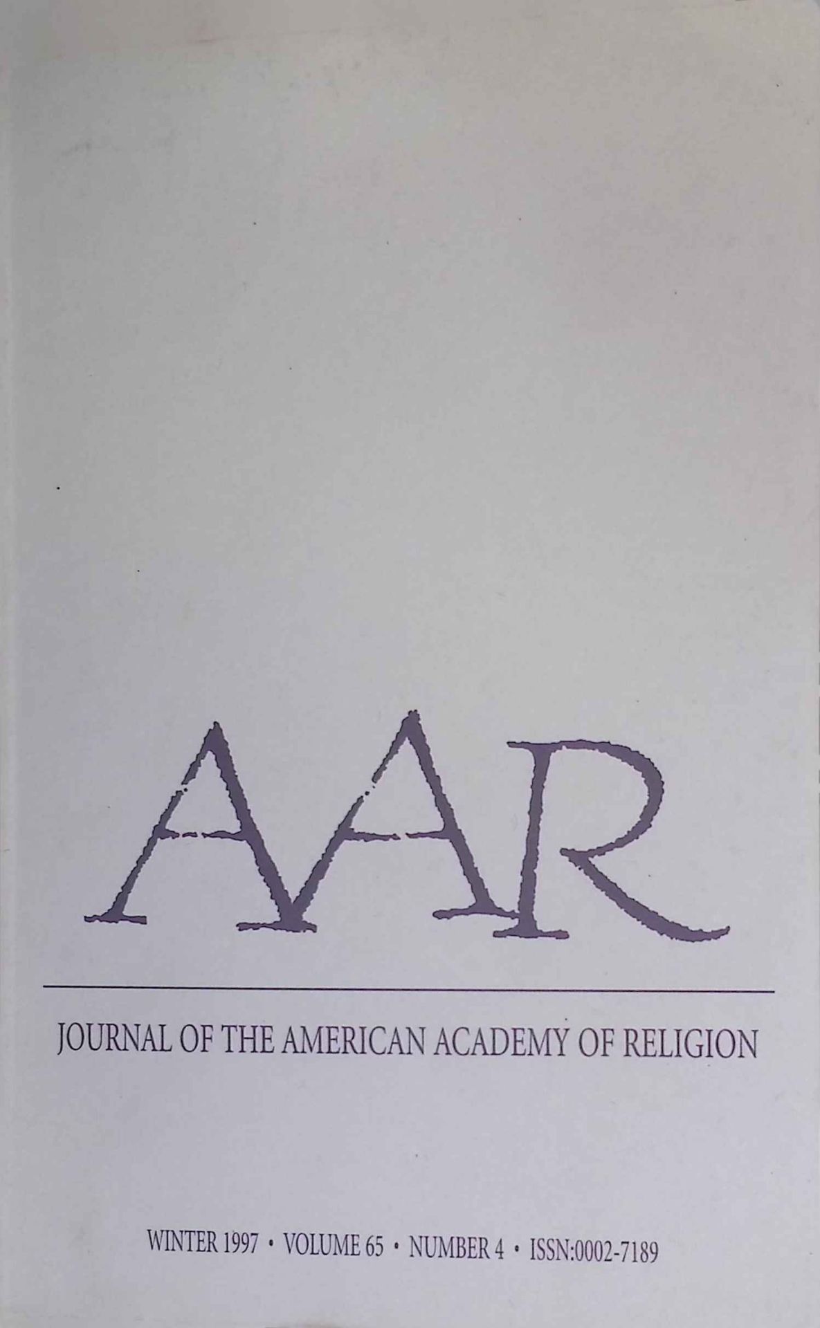 Thematic Issue on Teaching and Learning in Religion and Theology -in: Journal of the American Academy of Religion, Winter 1997, Volume 65, Number 4