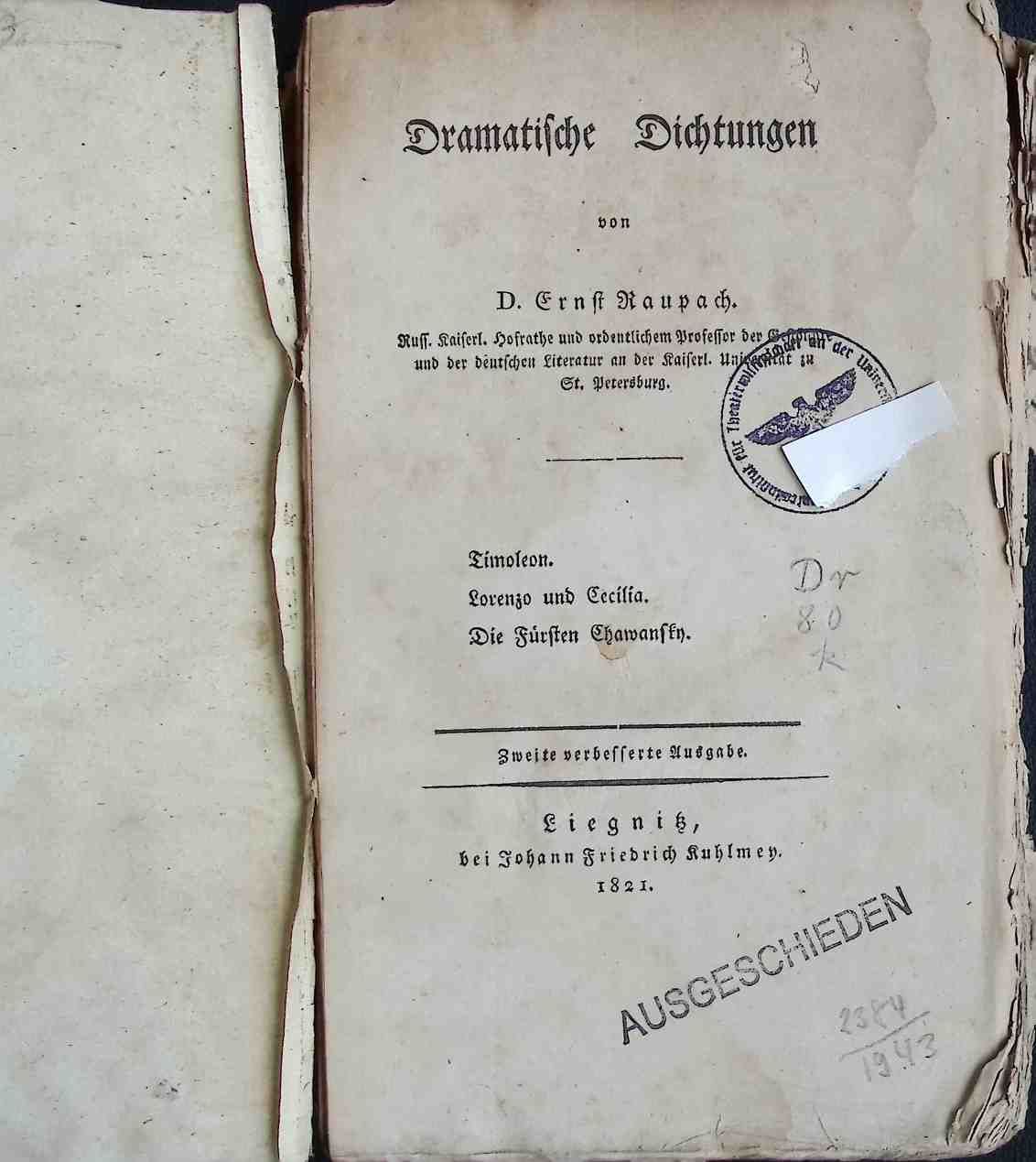 Dramatische Dichtungen. Timoleon. Lorenzo und Cecilia. Die Fürsten Chawansky