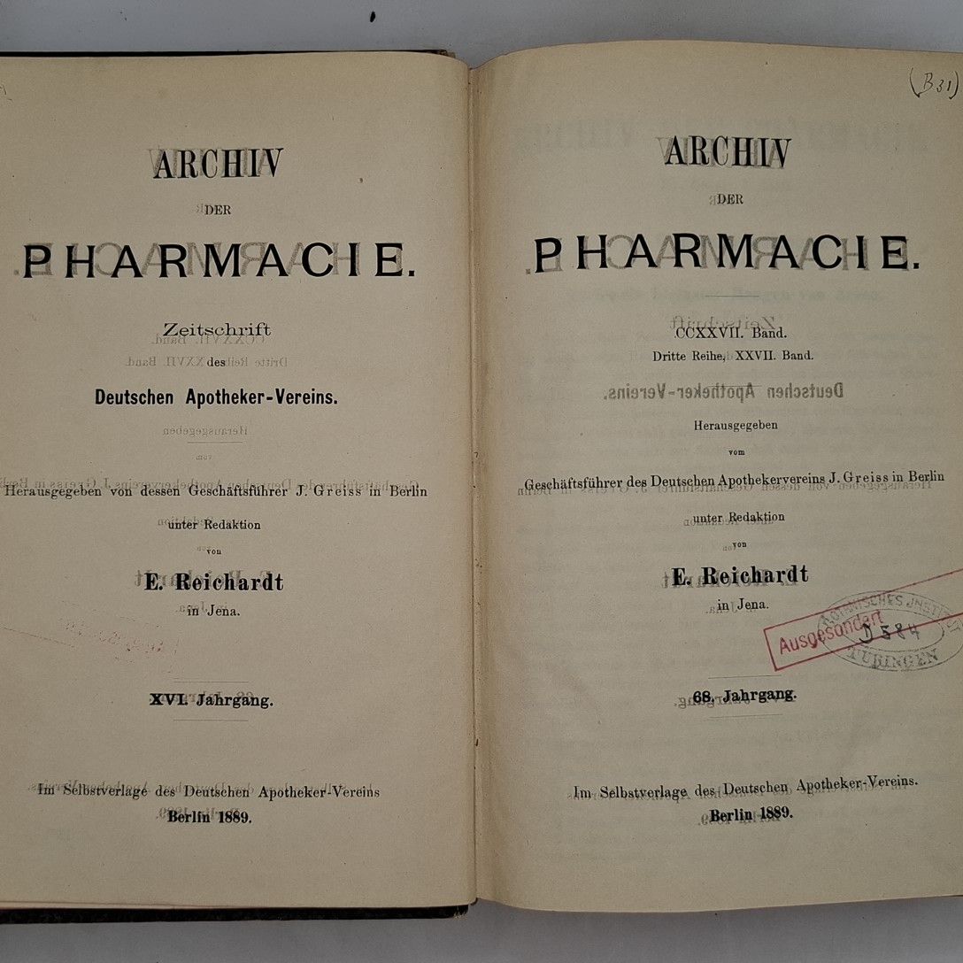 Archiv der Pharmacie. Dritte Reihe, CCXXVII. Band. Dritte Reihe, XXVII. Band