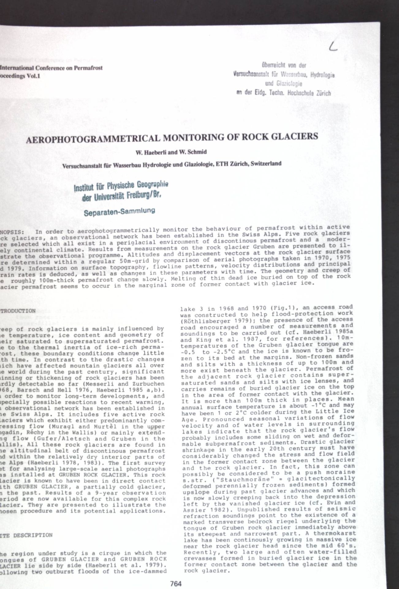 Aerophotogrammetrical Monitoring of Rock Glaciers