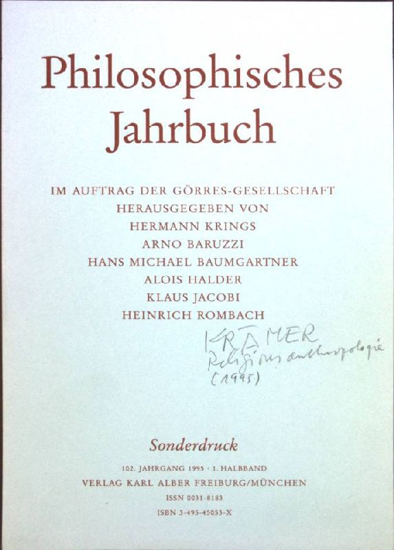 Überlegungen zu einer Religionsanthropologie - (SIGNIERTES EXEMPLAR)