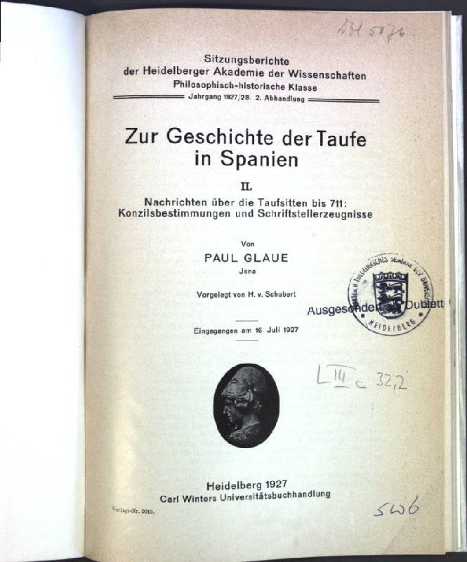 Zur Gechichte der Taufe in Spanien II: Nachrichten über die Taufsitten bis 711, Konzilsbestimmungen und Schriftstellerzeugnisse