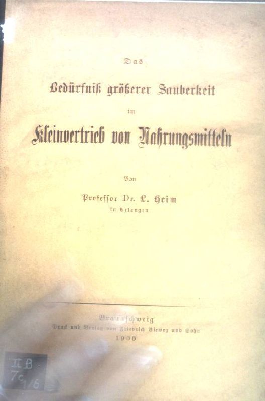 Das Bedürfnis größerer Sauberkeit im Kleinvertrieb von Nahrungsmitteln;