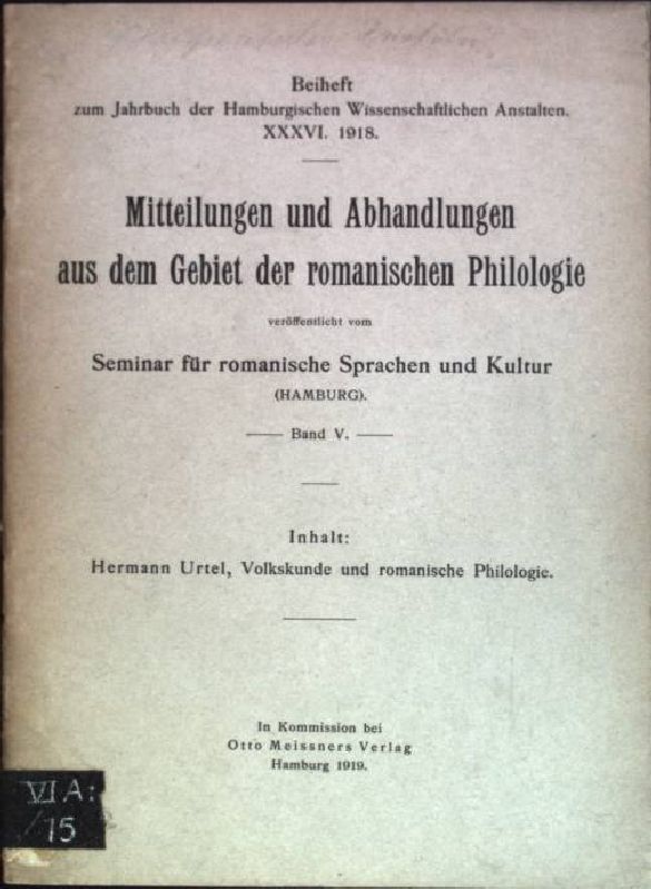 Volkskunde und romanische Philologie