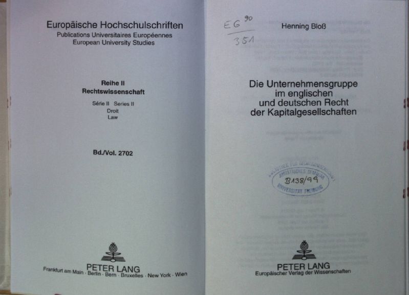 Die Unternehmensgruppe im englischen und deutschen Recht der Kapitalgesellschaften