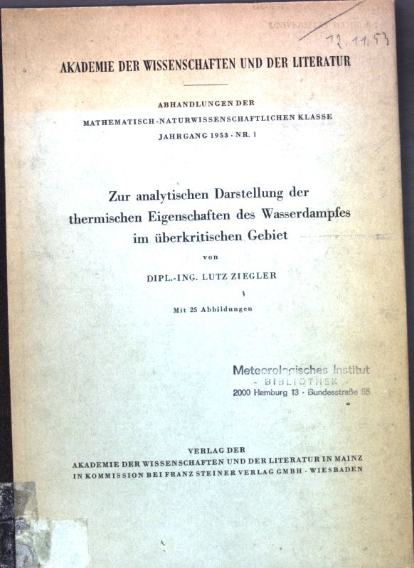 Zur analytischen Darstellung der thermischen Eigenschaften des Wasserdampfes im überkritischen Gebiet