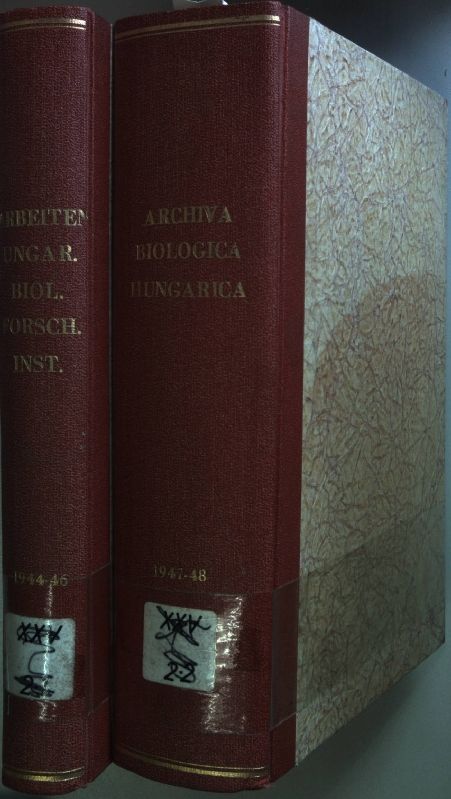 Archiva Biologica Hungarica/ Magyar Biológiai Kutatóintézet Munkái/ Arbeiten des Ungarischen Biologischen Forschungsinstitutes/ Travaux de l'institut hongrois de recherches biologiques (CONVOLUTE of 5 years/ KONVOLUT aus 5 Jahrgängen in 2 Bänden) - 1944 - 1948 (gebunden)