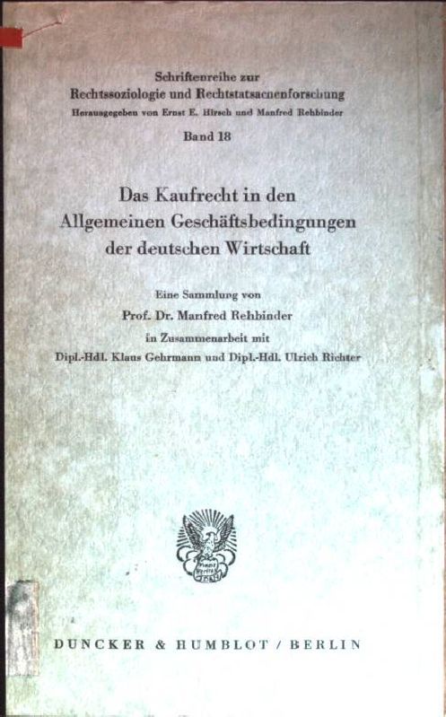 Das Kaufrecht in den allgemeinen Geschäftsbedingungen der deutschen Wirtschaft