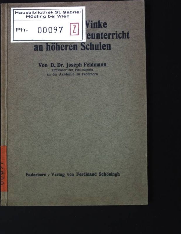 Praktische Winke für den Philosophieunterricht an höheren Schulen