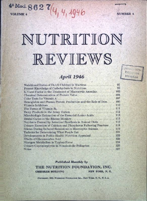 Urinary Excretion of Calcium and Phosphorus Following Fracture. - In : Vol. 4, Number 4, April 1946, Nutrition Reviews