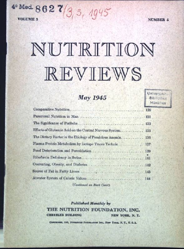 Riboflavin Deficiency in Swine. - In : Vol. 3, Number 5, May /1945, Nutrition Reviews
