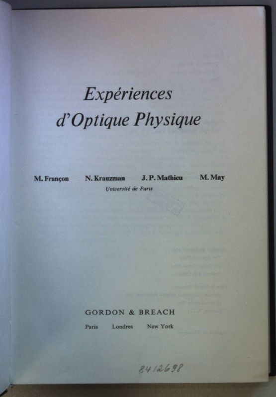 Experiences d'Optique Physique