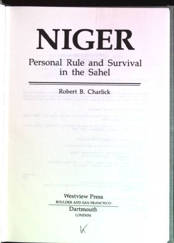 Niger: personal rule and survival in the Sahel