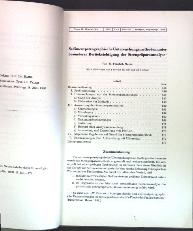 Sedimentpetrographische Untersuchungsmethoden unter bes. Berücks. der Streupräparatanalyse