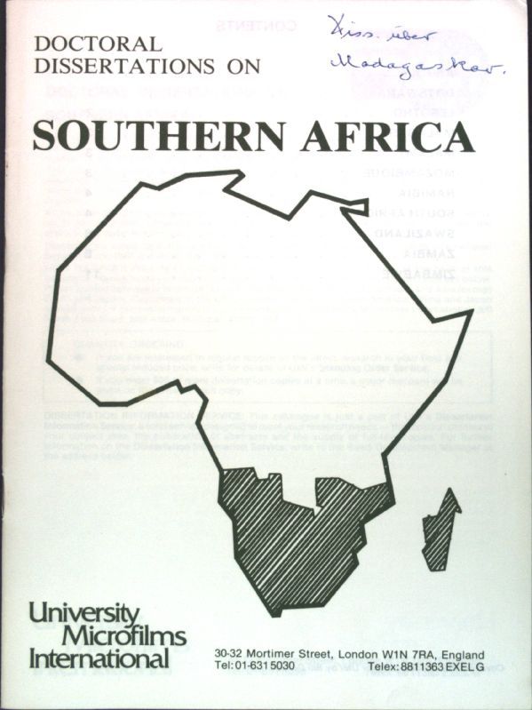 Doctoral Dissertations on Southern Africa
