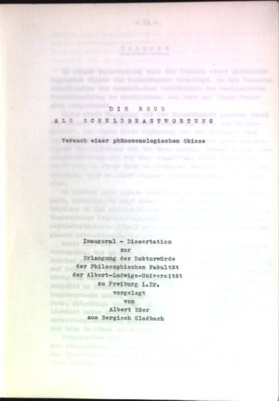 Die Reue als Schuldbeantwortung: Versuch einer phänomenologischen Skizze