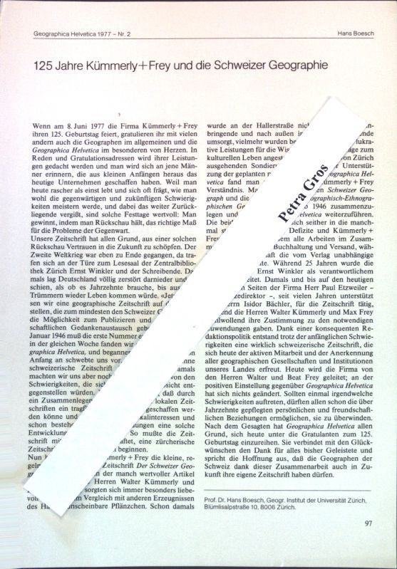 125 Jahre Kümmerly + Frey und die Schweizer Geographie
