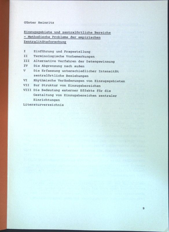 Einzugsgebiete und zentralörtliche Bereiche: Methodische Probleme der empirischen Zentralitätsforschung
