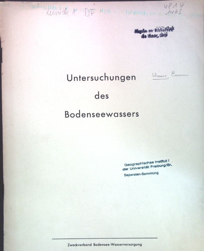 Die Anwendung einheitlicher Methoden bei der Untersuchung des Bodenseewassers - in: Untersuchungen des Bodenseewassers