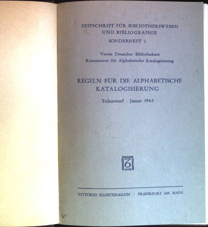 Regeln für die alphabetische Katalogisierung - Teilentwurf