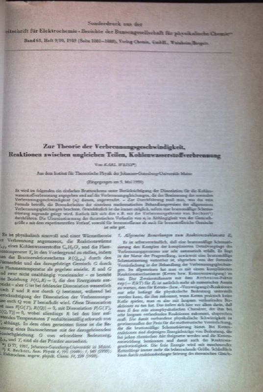 Zur Theorie der Verbrennungsgeschwindigkeit, Reaktionen zwischen ungleichen Teilen, Kohlenwasserstoffverbrennung