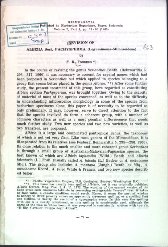 Revision of Albizia Sect. Pachysperma (Leguminosae-Mimosoideae)