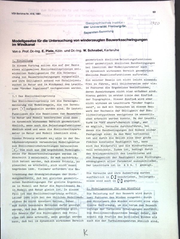 Modellgesetze für die Untersuchungen von winderzeugten Bauwerksschwingungen im Windkanal