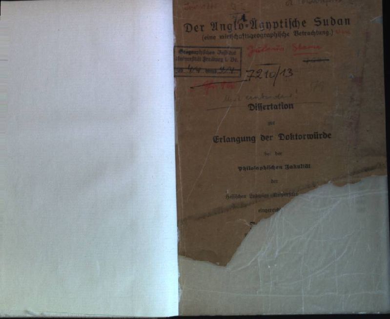 Der Anglo-Ägyptische Sudan (eine wirtschaftliche Betrachtung)