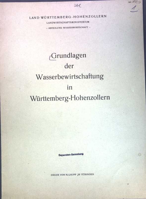 Grundlagen der Wasserbewirtschaftung in Württemberg-Hohenzollern