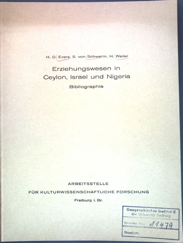 Erziehungswesen in Ceylon, Israel und Nigeria: Eine Bibliographie