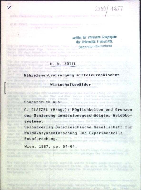 Nährelementversorgung mitteleuropäischer Wirtschaftswälder