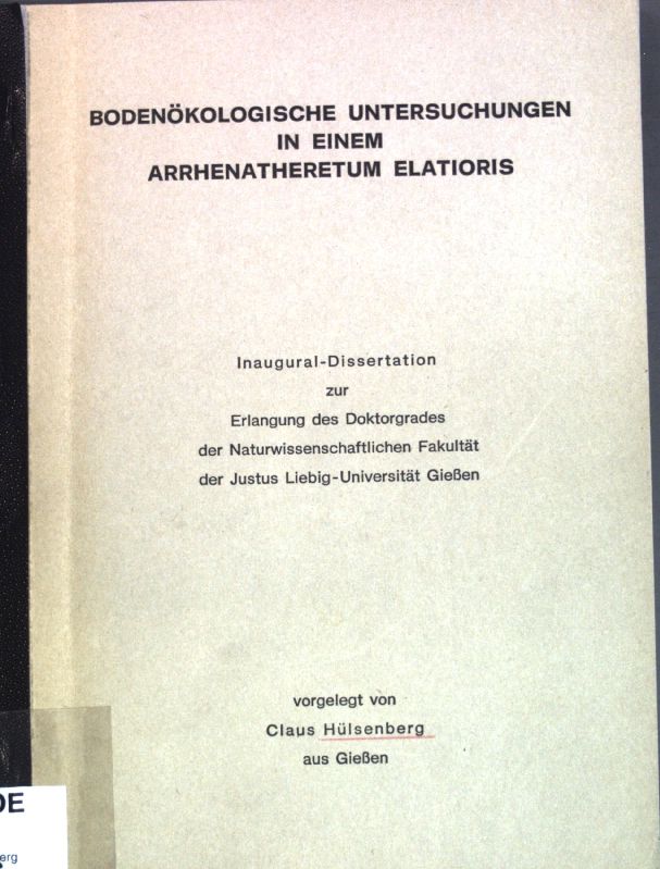 Bodenökologische Untersuchungen in einem Arrhenatheretum Elatioris