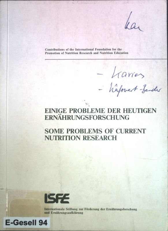 Spielt die Ernährung in der Vorbeugung von Krankheiten eine Rolle? - in: Einige Probleme der heutigen Ernährungsforschung, Vorträge der Tagung in Zürich vom 4. März veranstaltet zumAnlass des 70. Geburtstages von Professor J. C. Somogyi