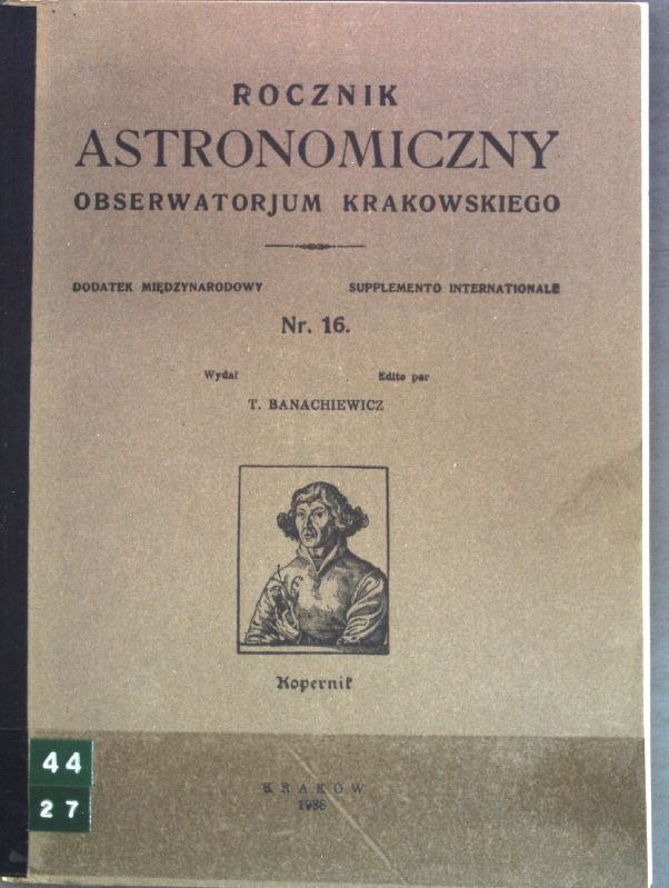 Rocznik Astronomiczny Obserwatorjum Krakowskiego, Dodatek Miedzynarodowy/supplemento Interantionale Nr. 16