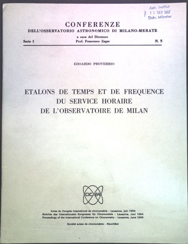 Etalons de temps et de frequence du service horaire de l'observatoire de Milan