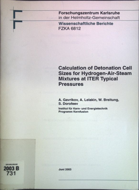Calculation of Detonation cell Sizes for Hydrogen-Air-Steam Mixtures at ITER Typical Pressures