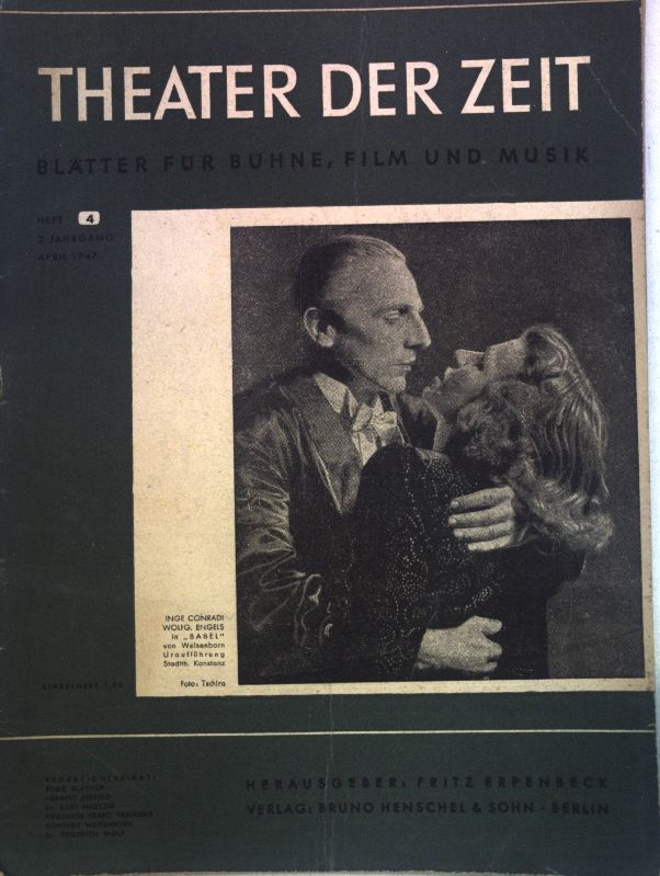 Zur Entwicklung der Bühnengeräusche - in: Heft 4 Theater der Zeit - Blätter für Bühne, Film und Musik