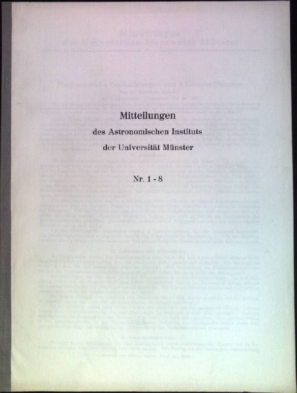 Photomentrische Beobachtungen von 4 kleinen Planeten - in: Mitteilungen des Astronomischen Instituts der Universität Münster Nr. 1-8
