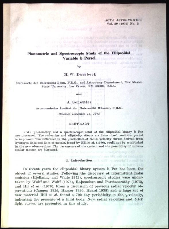 Photometric and Spectroscopic Study of the Ellipsoidal Variable b Persei
