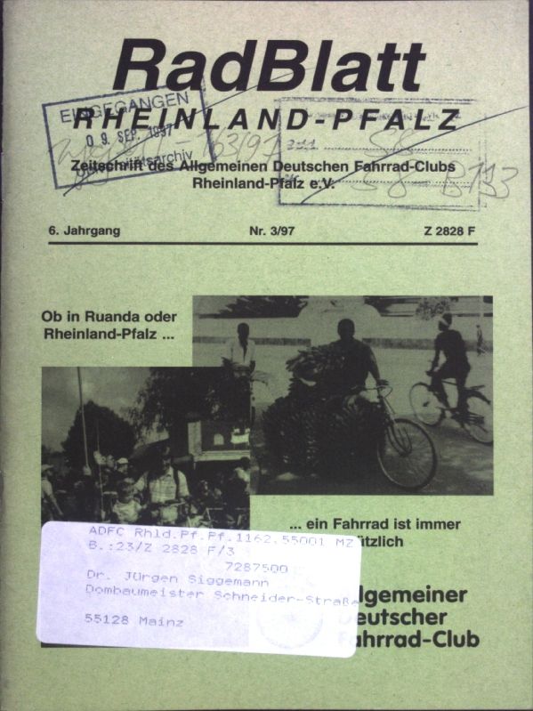 Räder für Ruanda - in: Nr. 3-97 Rad Blatt Rheinland-Pfalz - Zeitschrift des Allgemeinen Deutschen Fahrrad-Clubs Rheinland-Pfalz e. V.