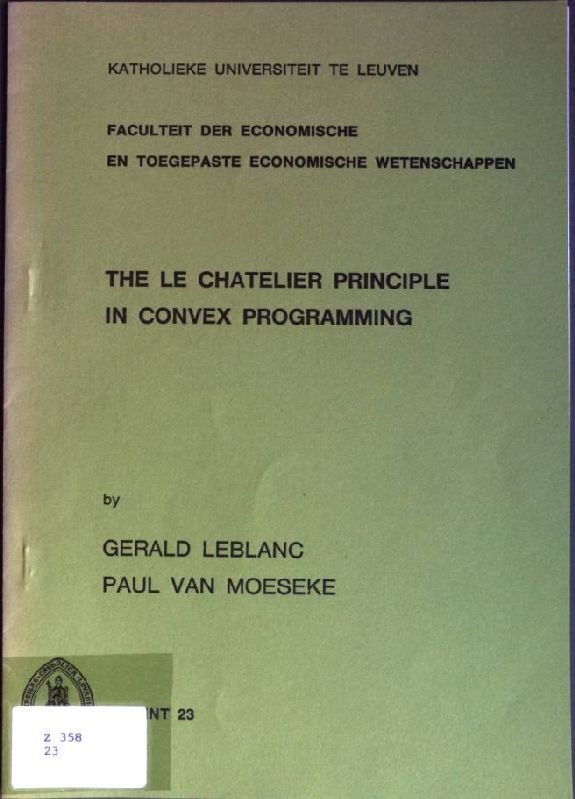 The le Chatelier Principle in Convex Programming