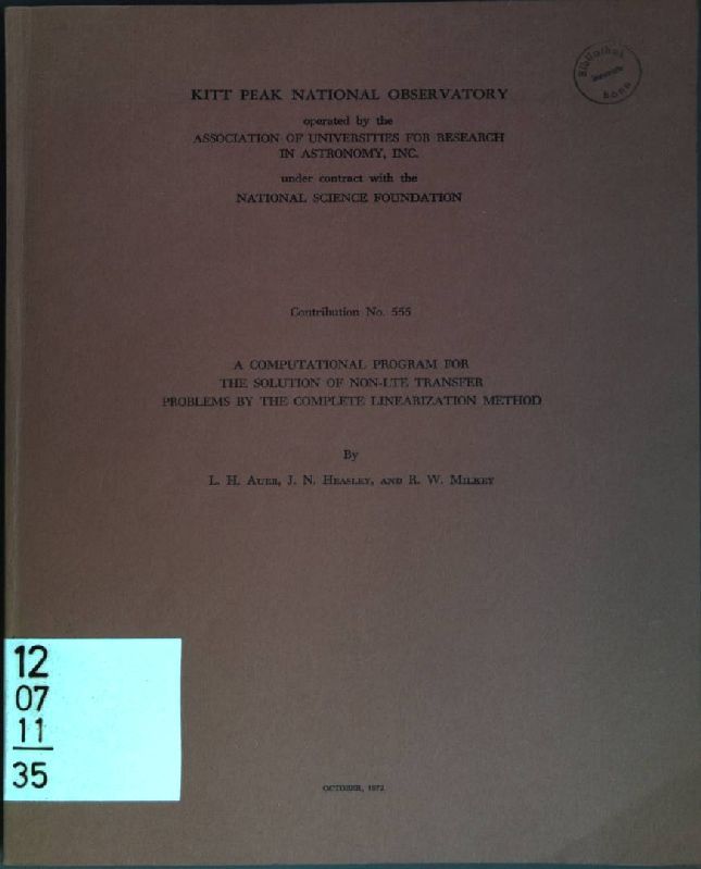 A Computational Program for the Solution of Non-LTE Transfer Problems by the Complete Linearization Method