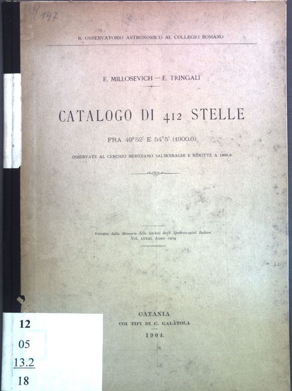 Catalogo di 412 Stelle fra 49°52' e 54°5' (1900,0)