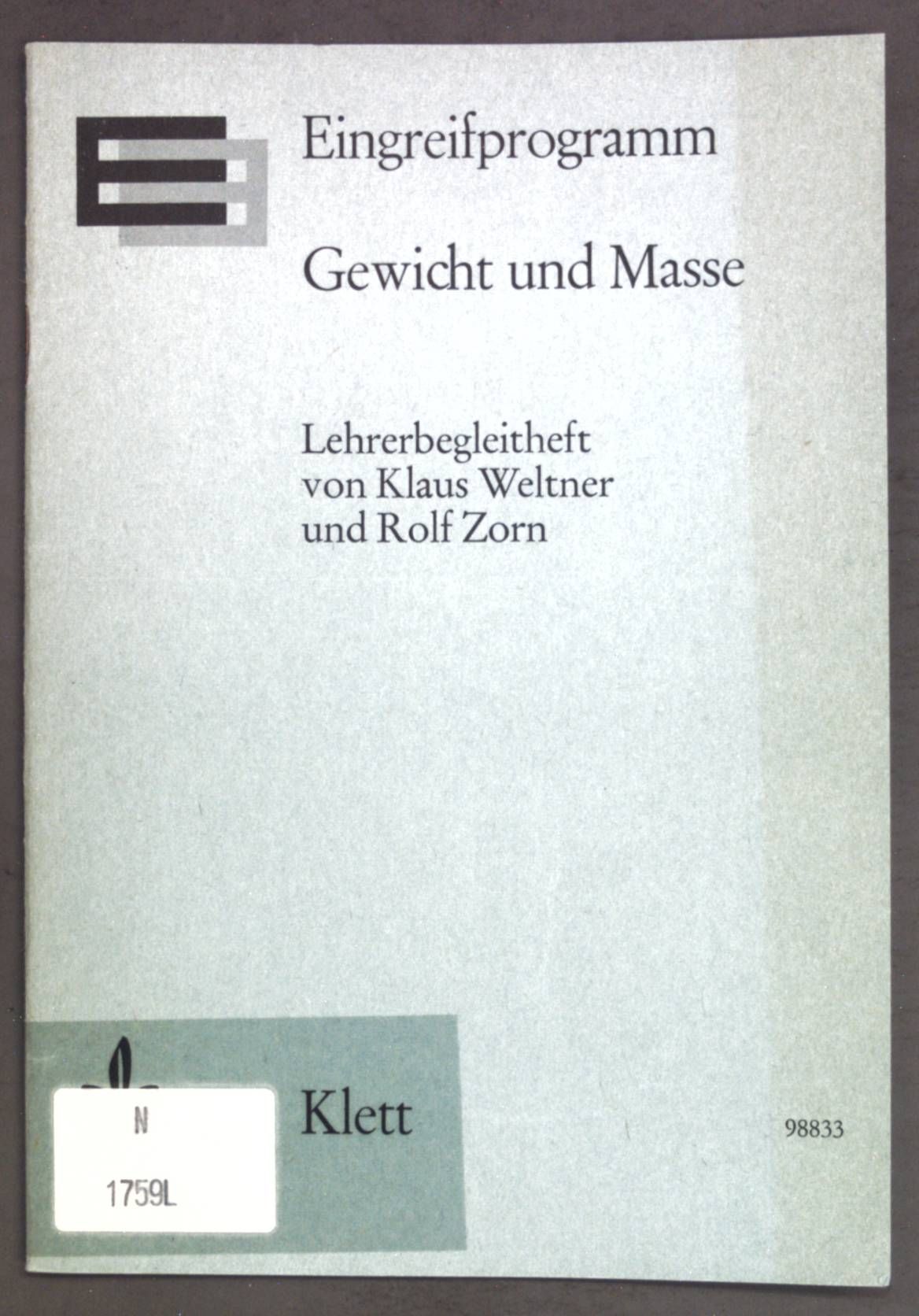 Eingreifprogramm Gewicht und Masse - Lehrebegleitheft