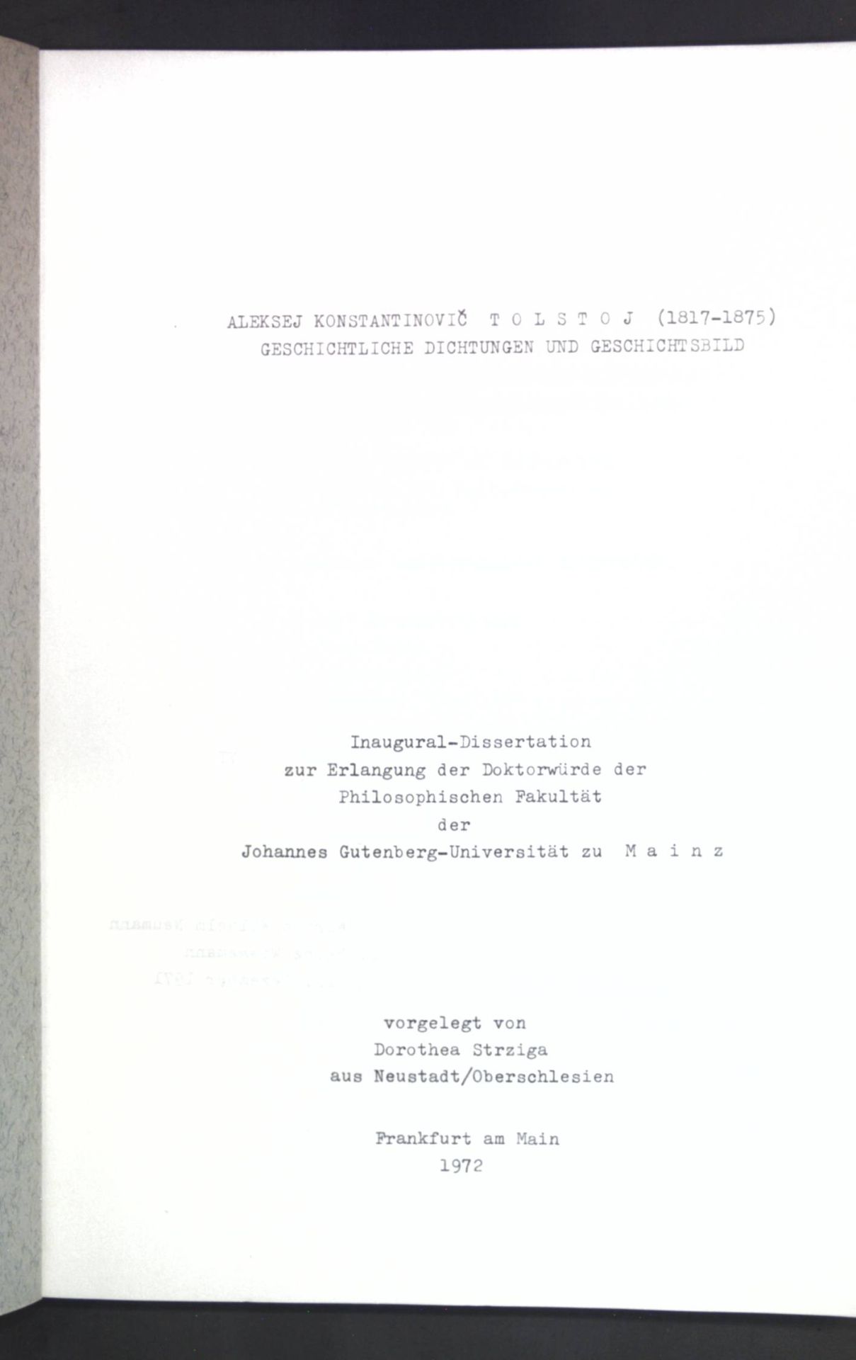 Aleksej Konstantinovic Tolstoj (1817-1875): Geschichtliche Dichtungen und Geschichtsbild