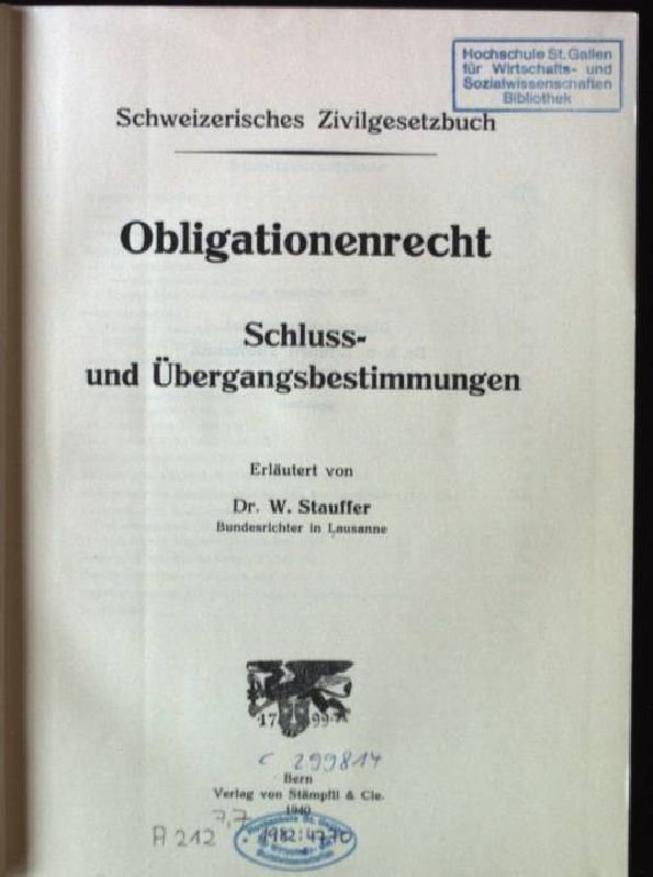 Obligationenrecht, Schluss- und Übergangsbestimmungen