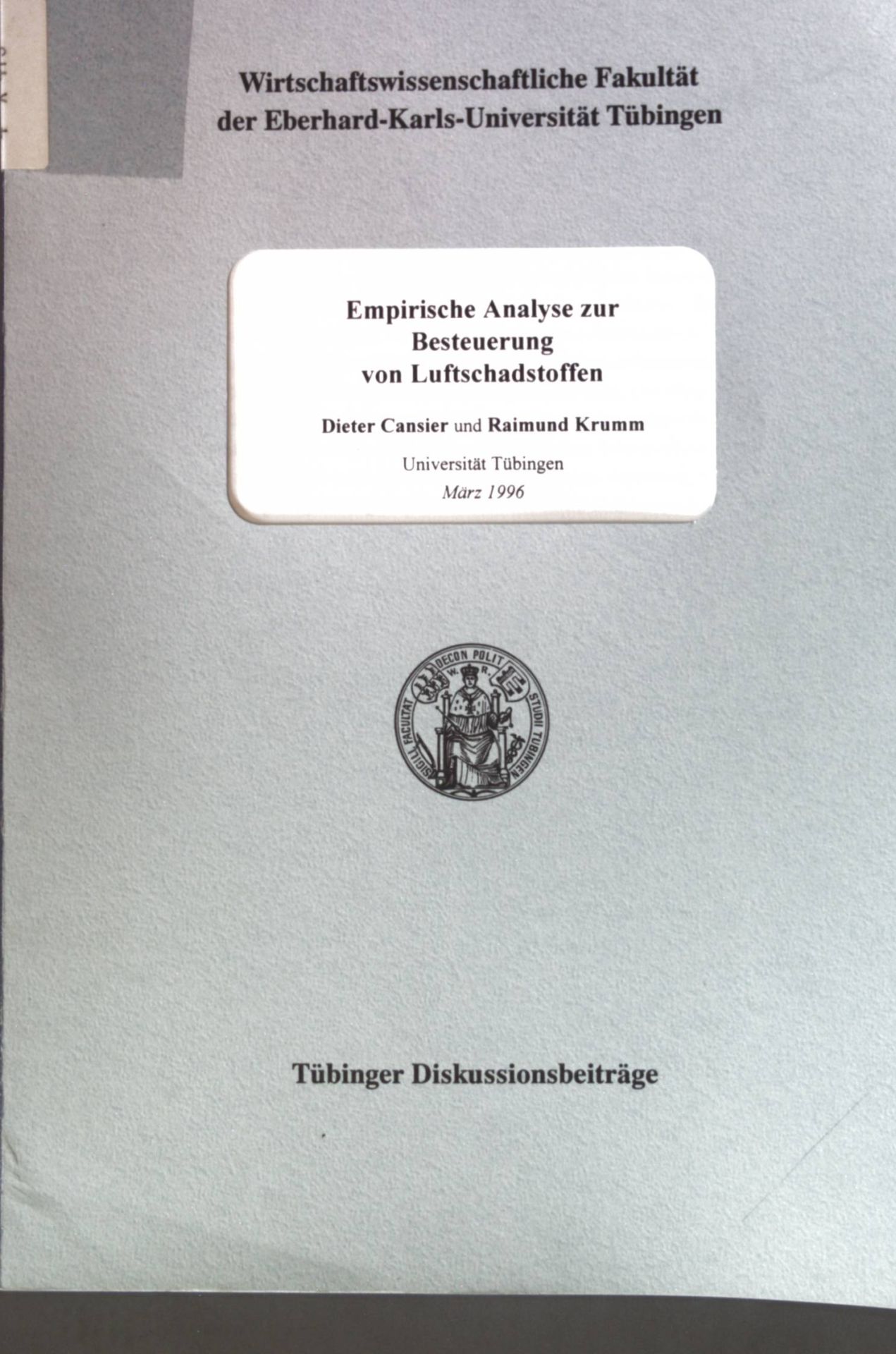 Empirische Analyse zur Besteuerung von Luftschadstoffen