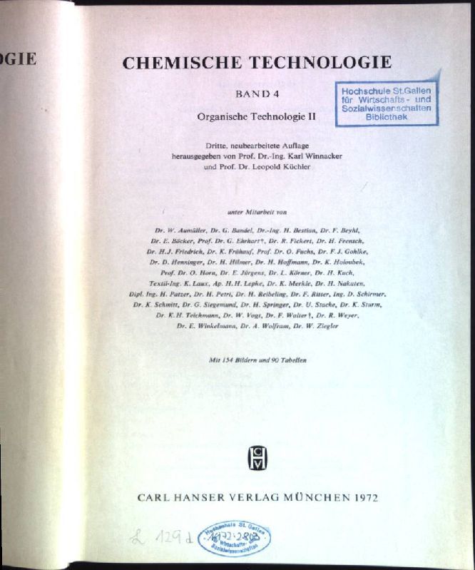 Chemische Technologie, Bd. 4: Organische Technologie 2